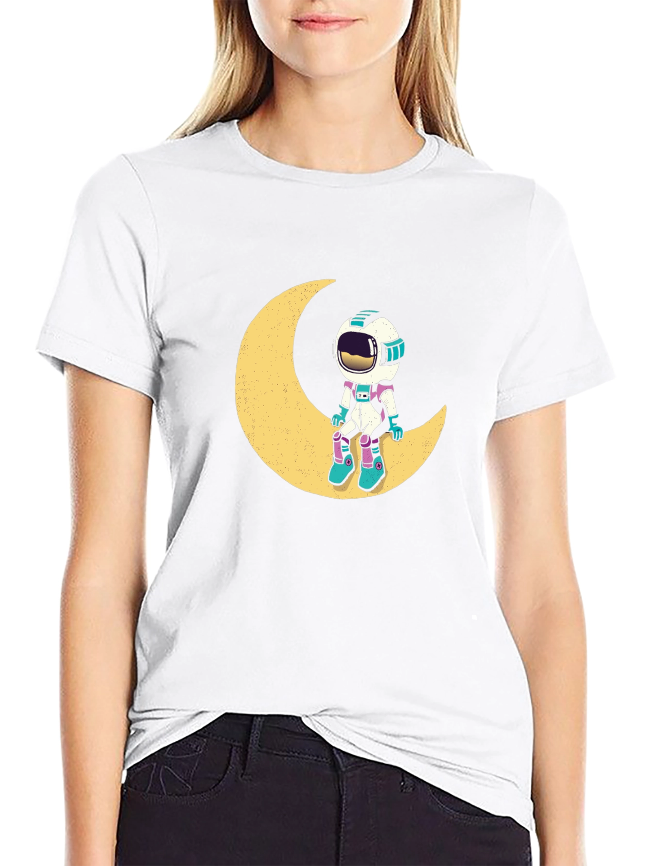 Astronaut Moon Black T-Shirt