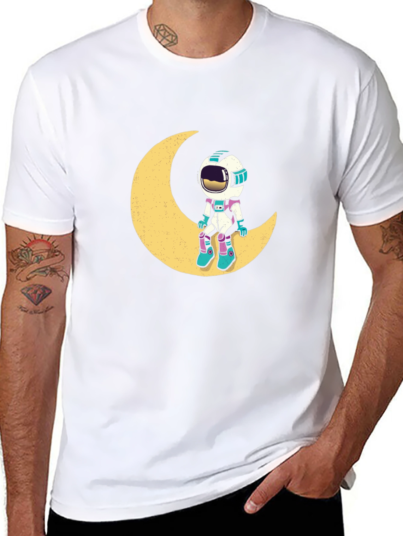Astronaut Moon Black T-Shirt