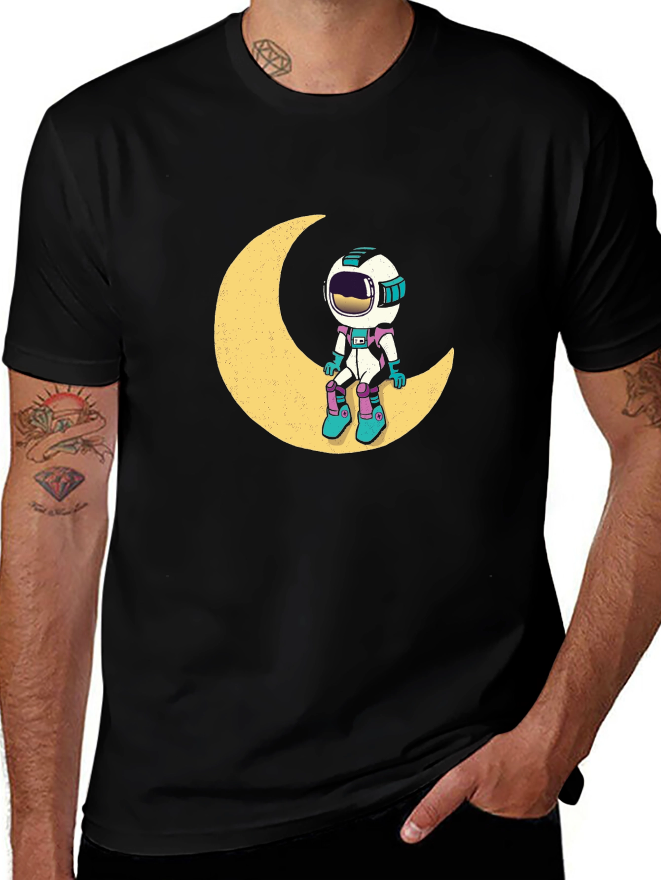 Astronaut Moon Black T-Shirt