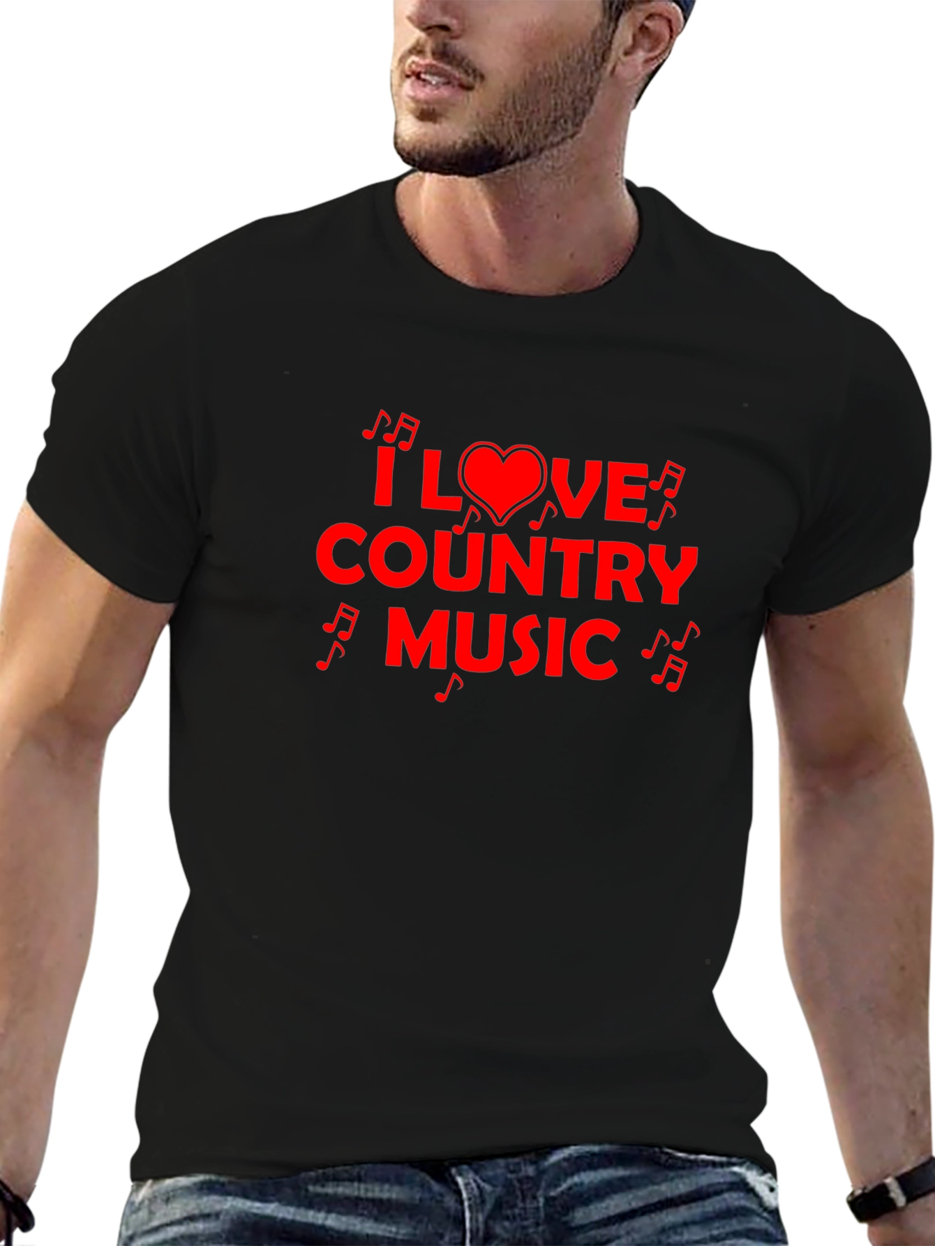 I Love Country Music Graphic Tee - Black