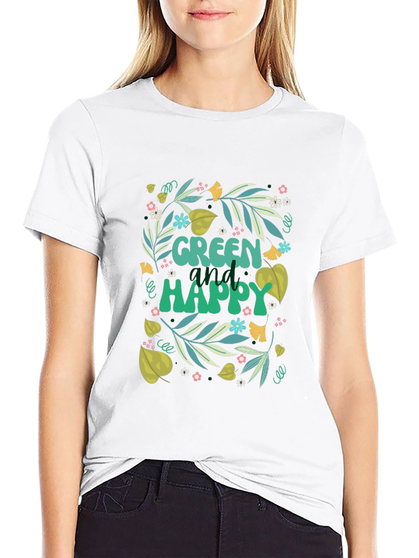 Green and Happy Graphic Tee