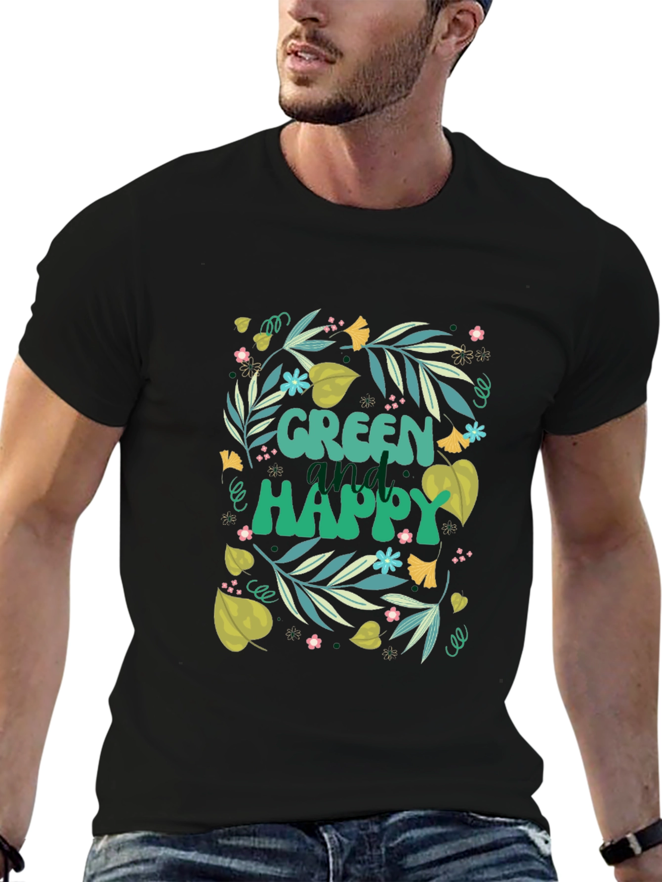 Green and Happy Graphic Tee