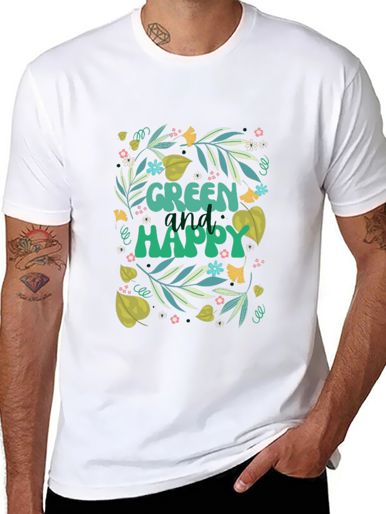 Green and Happy Graphic Tee