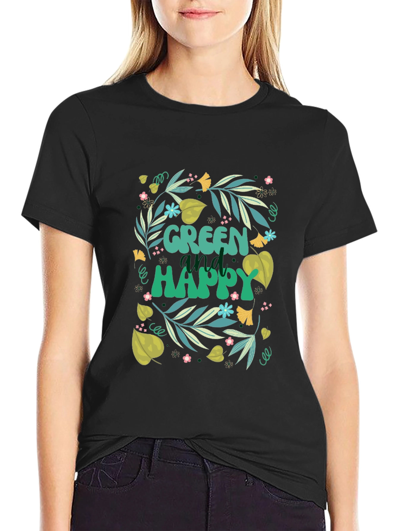 Green and Happy Graphic Tee