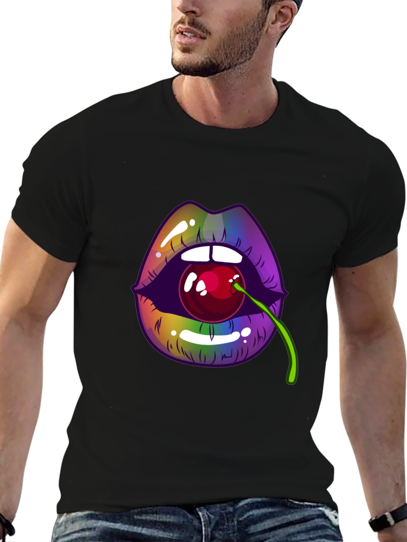 Lips with Cherry T-Shirt - Bold Graphic Tee