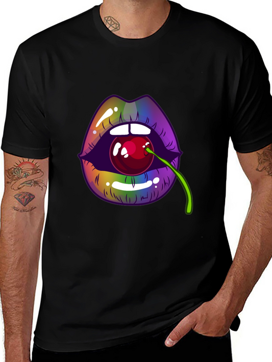 Lips with Cherry T-Shirt - Bold Graphic Tee