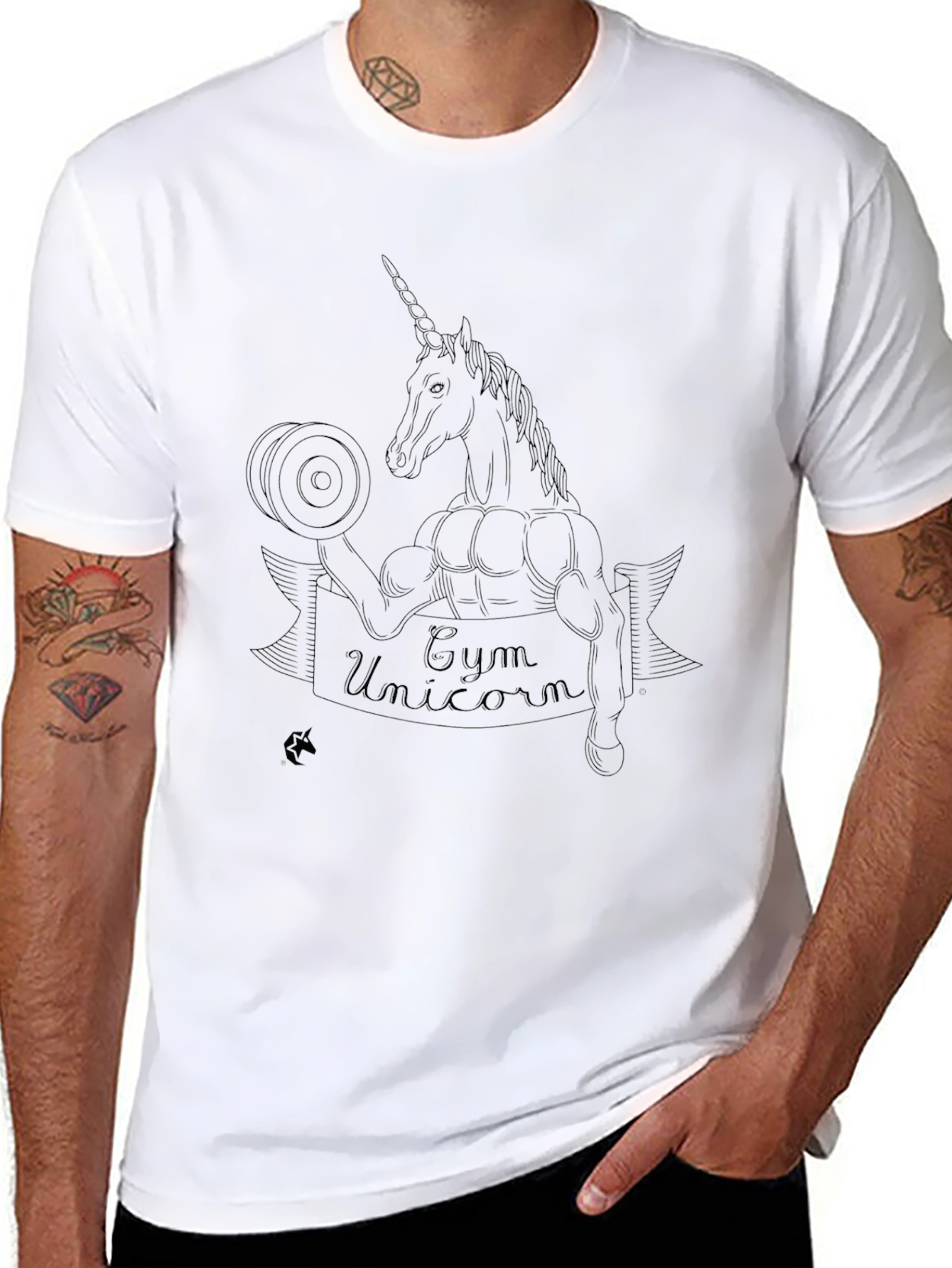 Gym Unicorn Black Graphic Tee