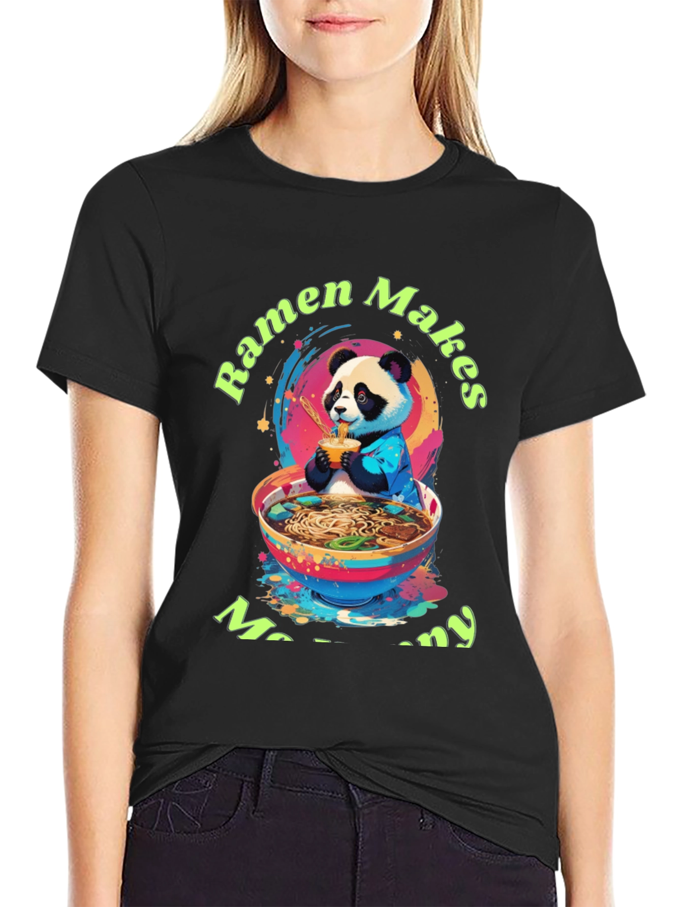 Ramen Makes Me Happy Panda T-Shirt