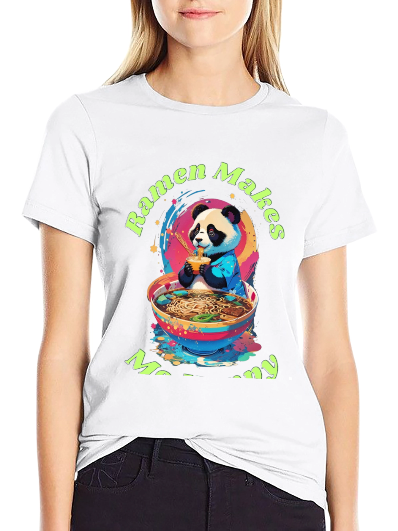 Ramen Makes Me Happy Panda T-Shirt
