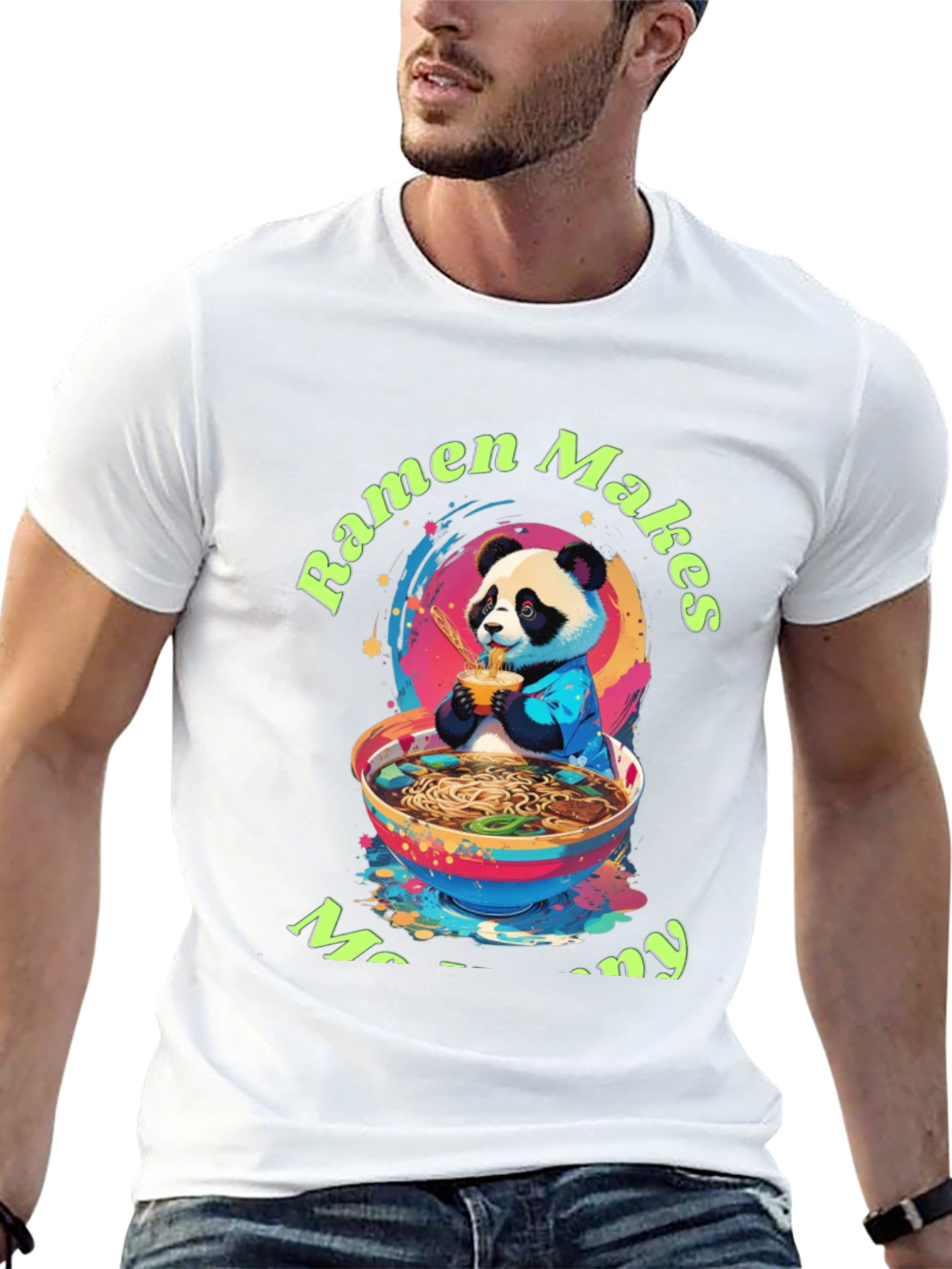 Ramen Makes Me Happy Panda T-Shirt