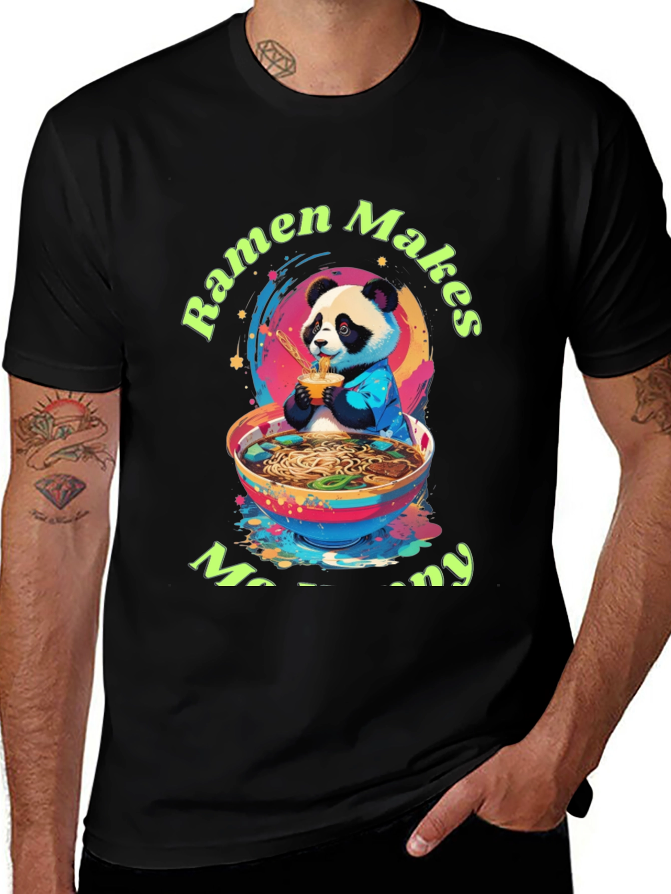 Ramen Makes Me Happy Panda T-Shirt