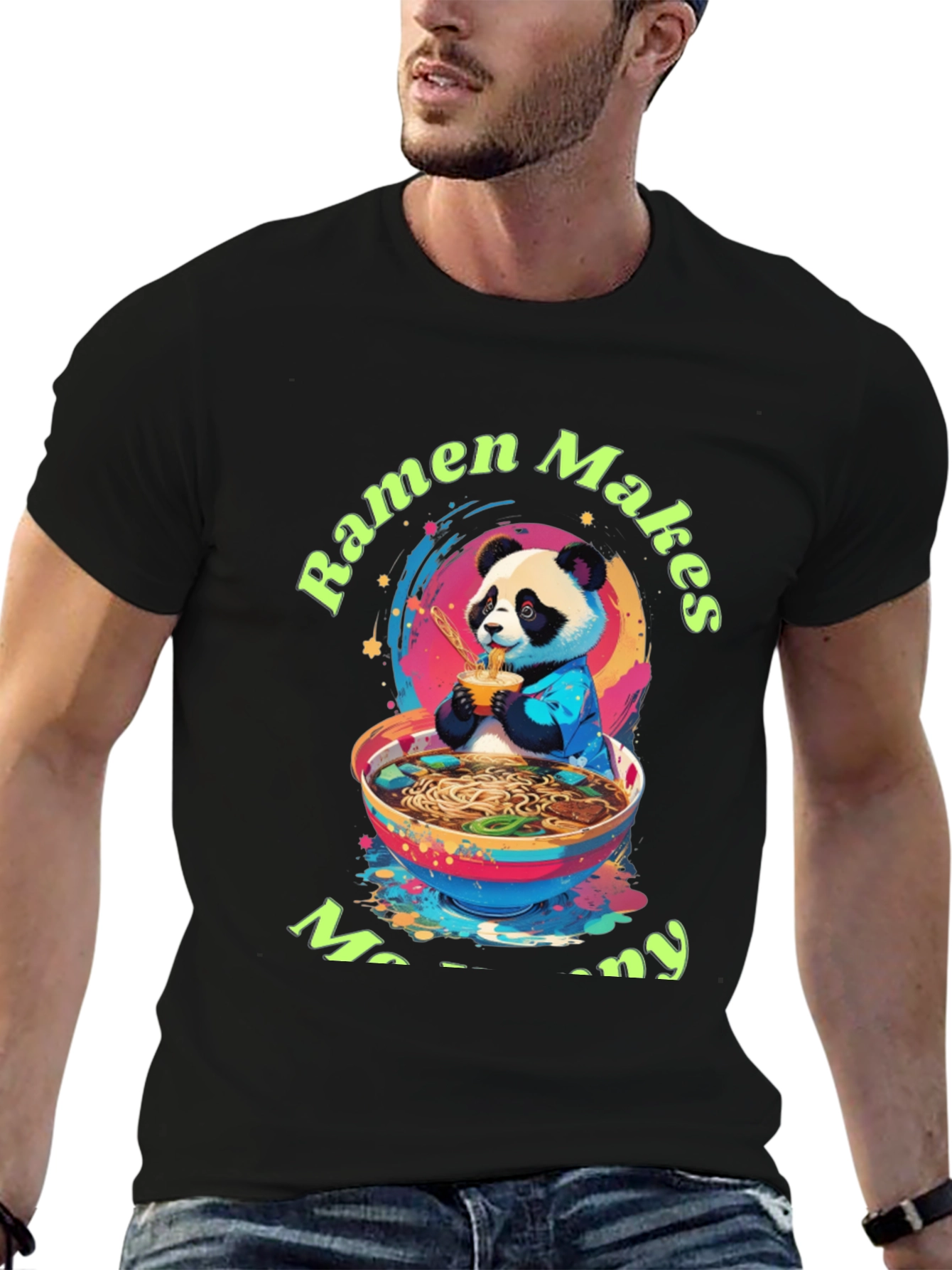 Ramen Makes Me Happy Panda T-Shirt