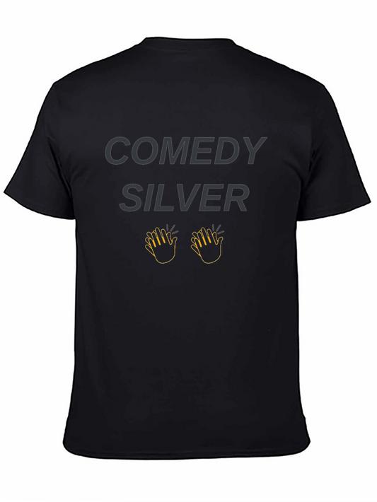 Comedy Silver Graphic Black T-Shirt