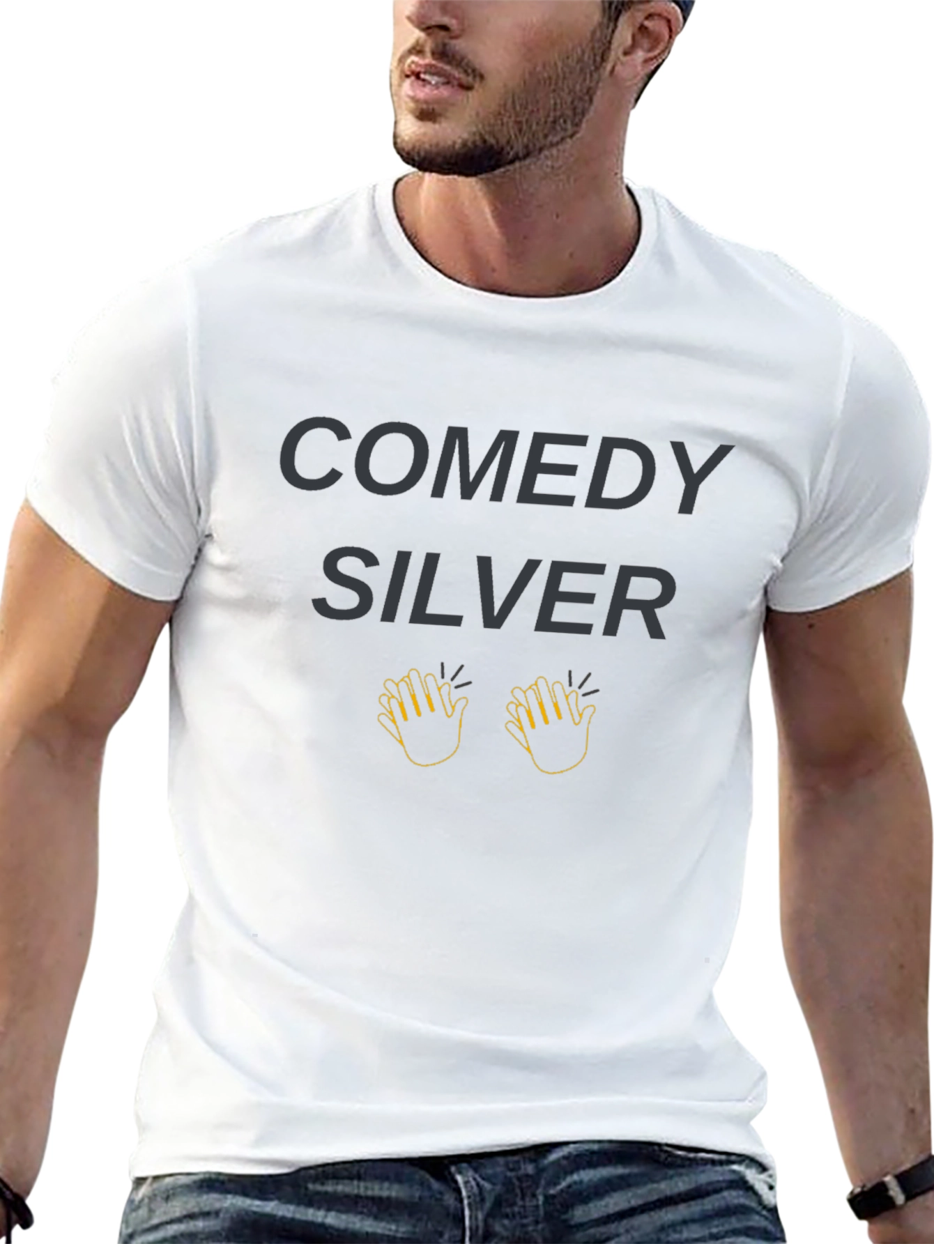 Comedy Silver Graphic Black T-Shirt