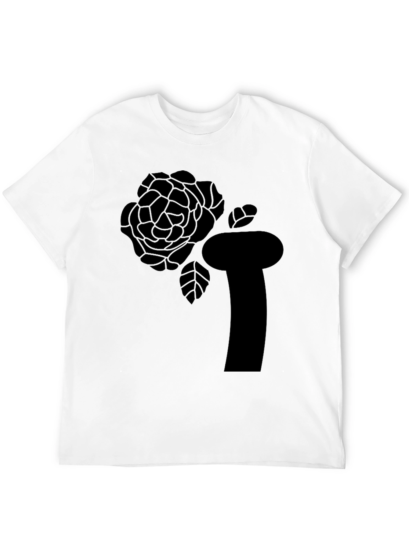 Black T-Shirt with Abstract Rose Graphic