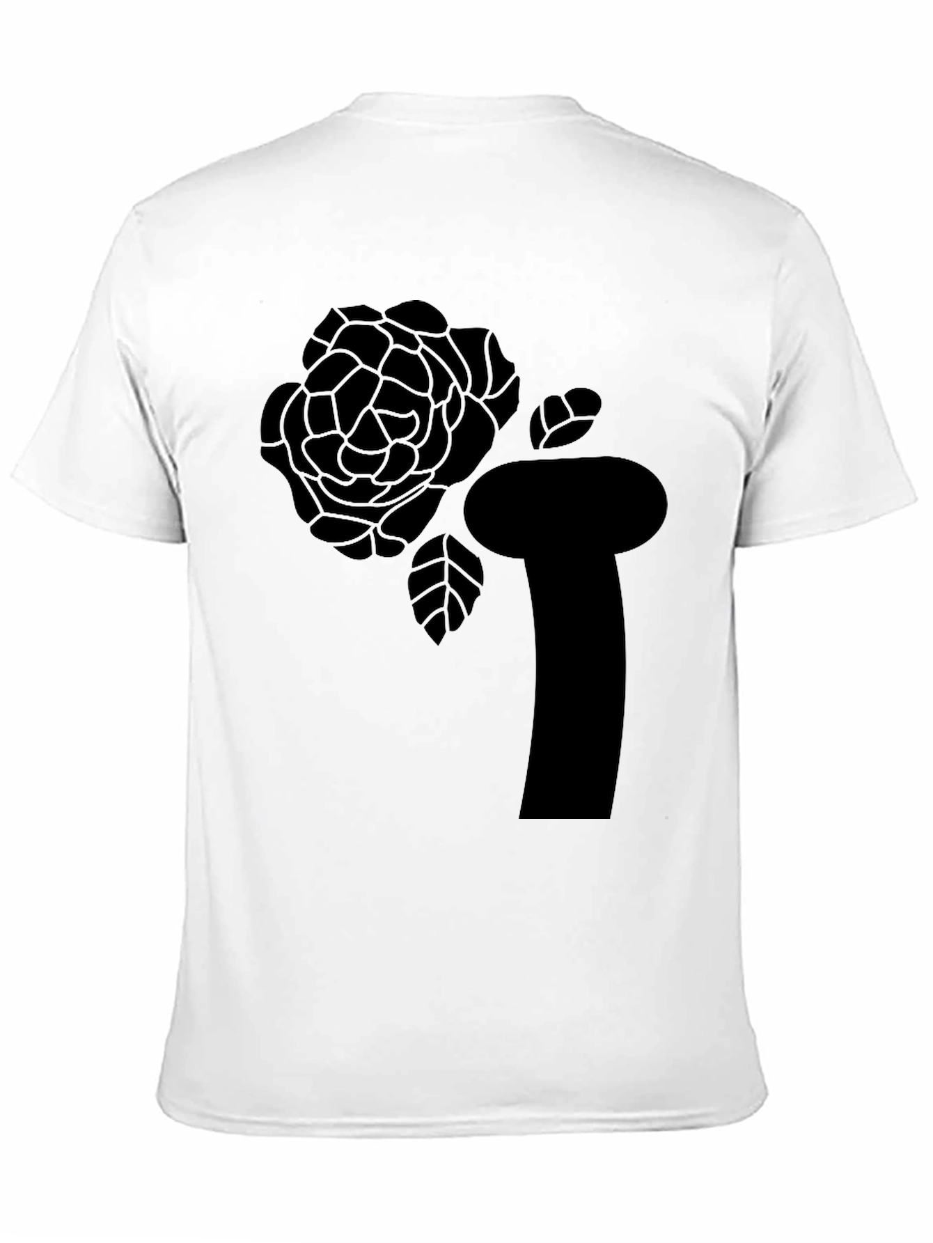 Black T-Shirt with Abstract Rose Graphic