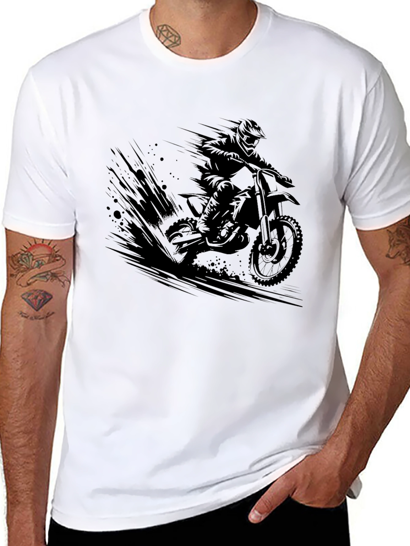 Mens Black Motocross Graphic Tee