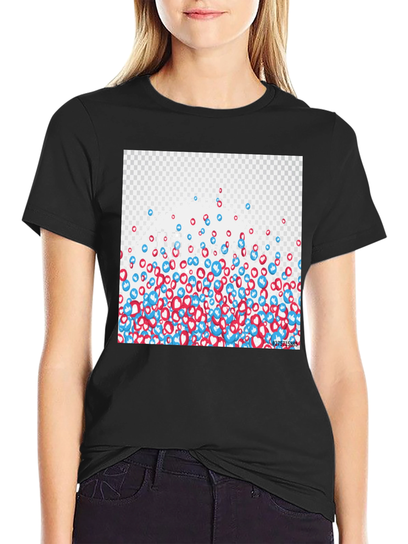 Social Media Like T-Shirt - Black Crew Neck Tee