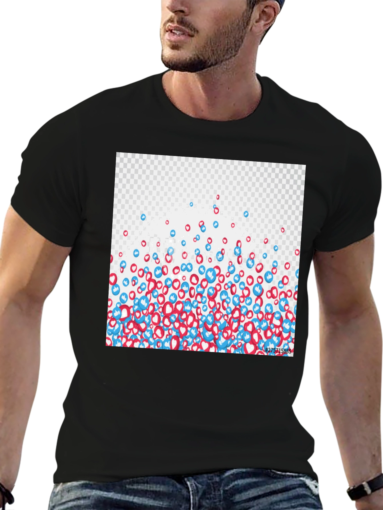 Social Media Like T-Shirt - Black Crew Neck Tee