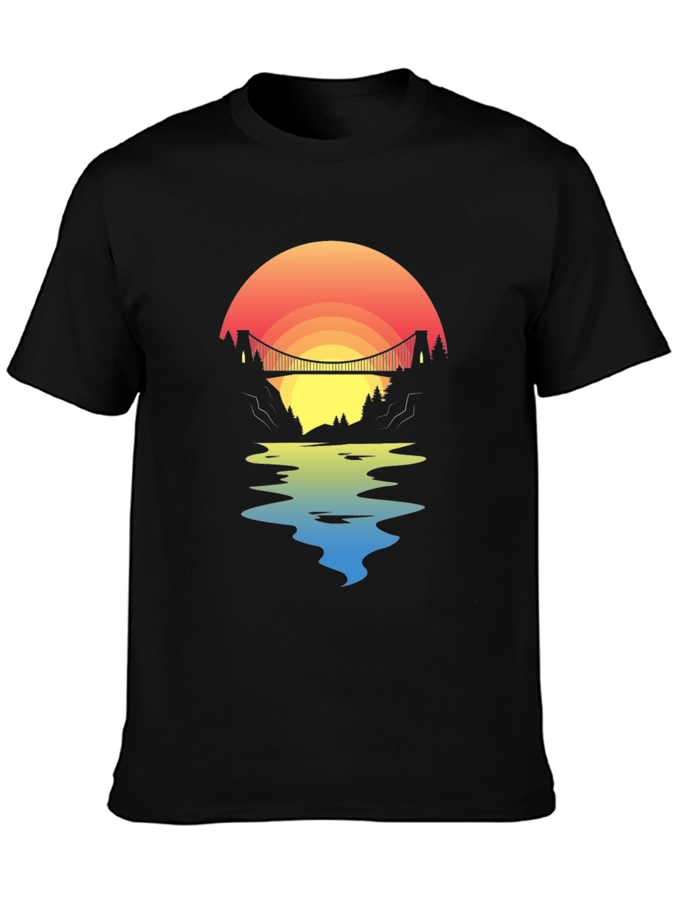 Sunset Bridge Graphic Tee - Black
