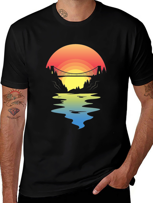 Sunset Bridge Graphic Tee - Black