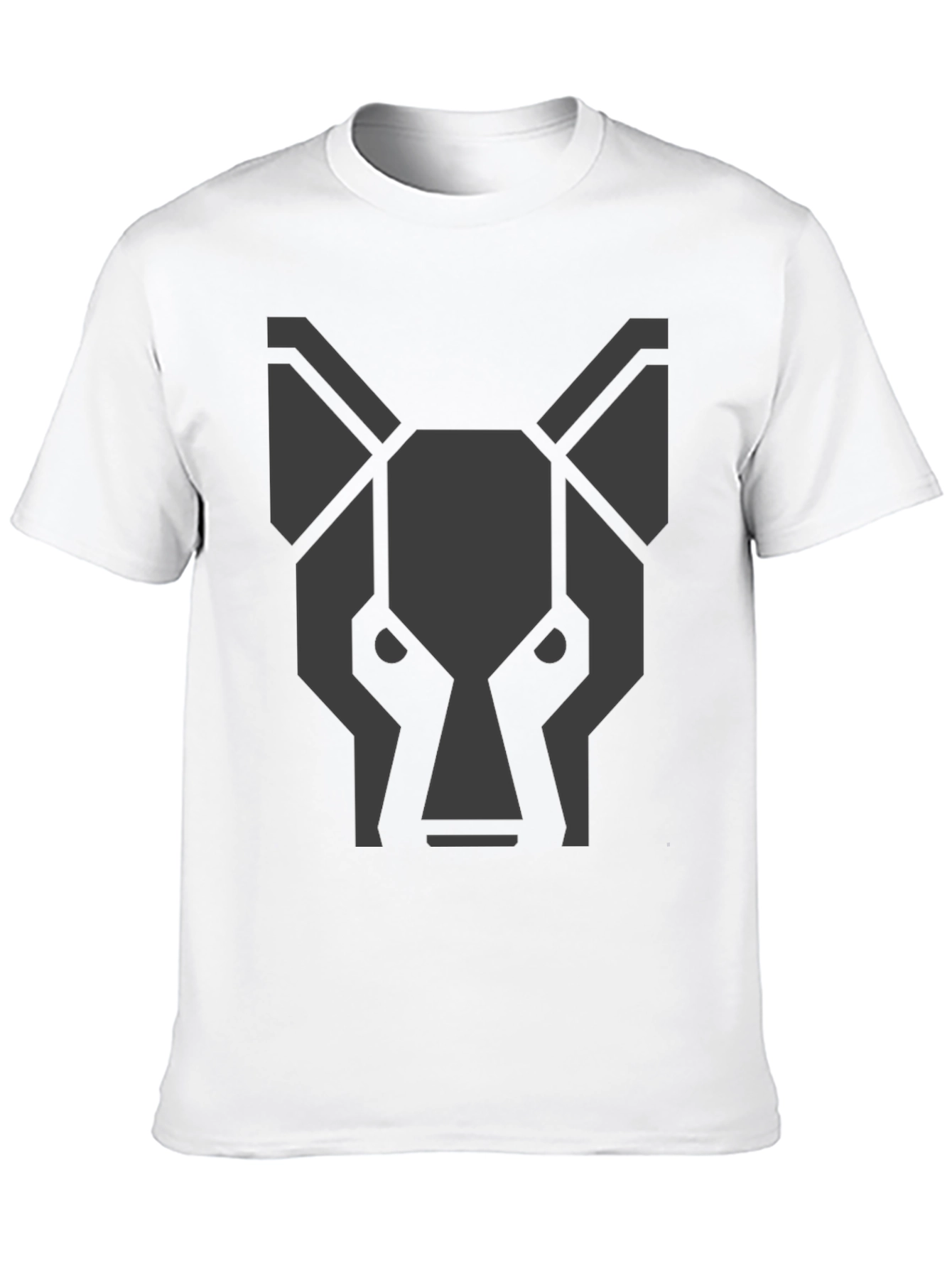 Geometric Wolf Head Graphic Black T-Shirt