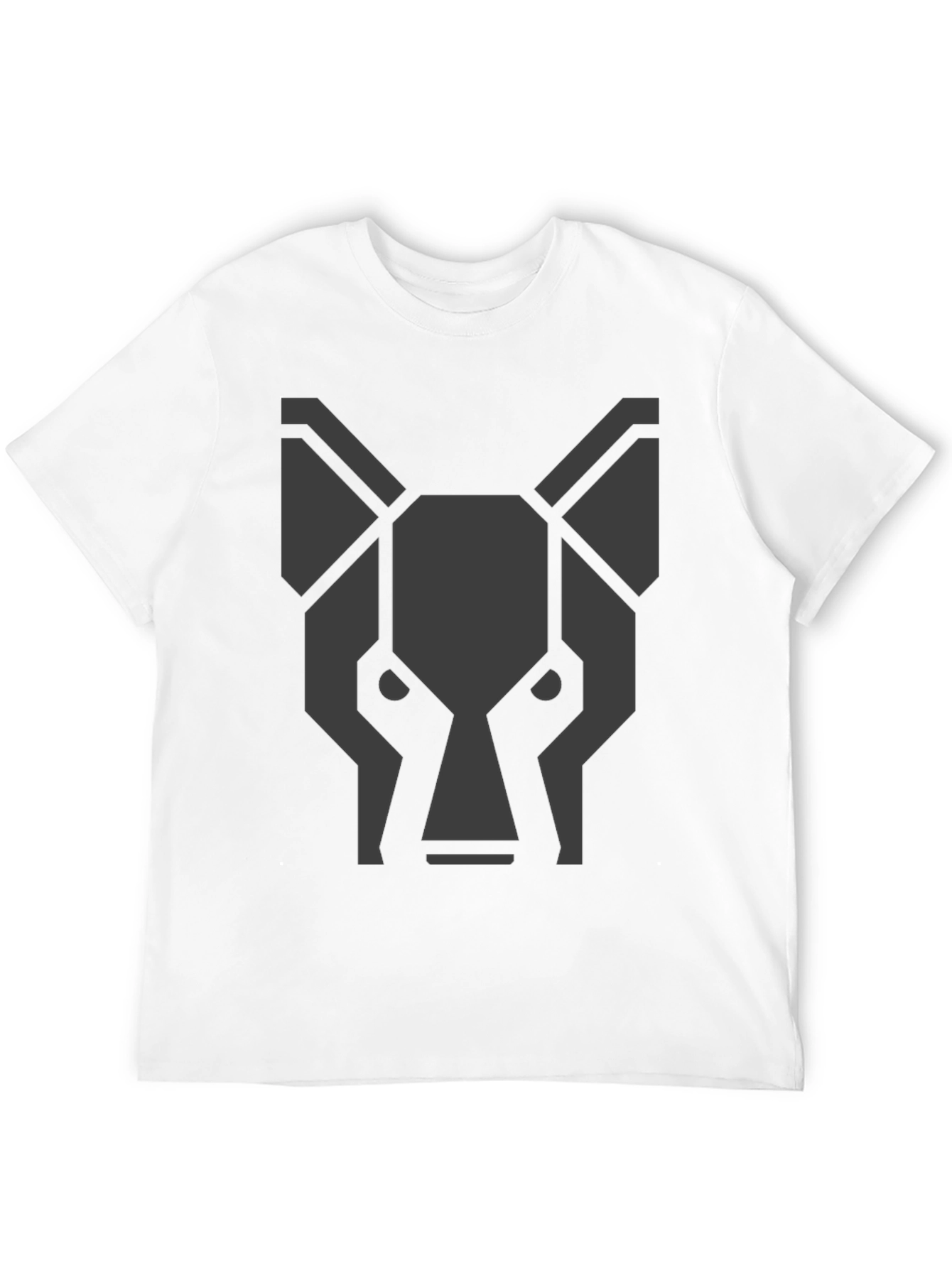 Geometric Wolf Head Graphic Black T-Shirt