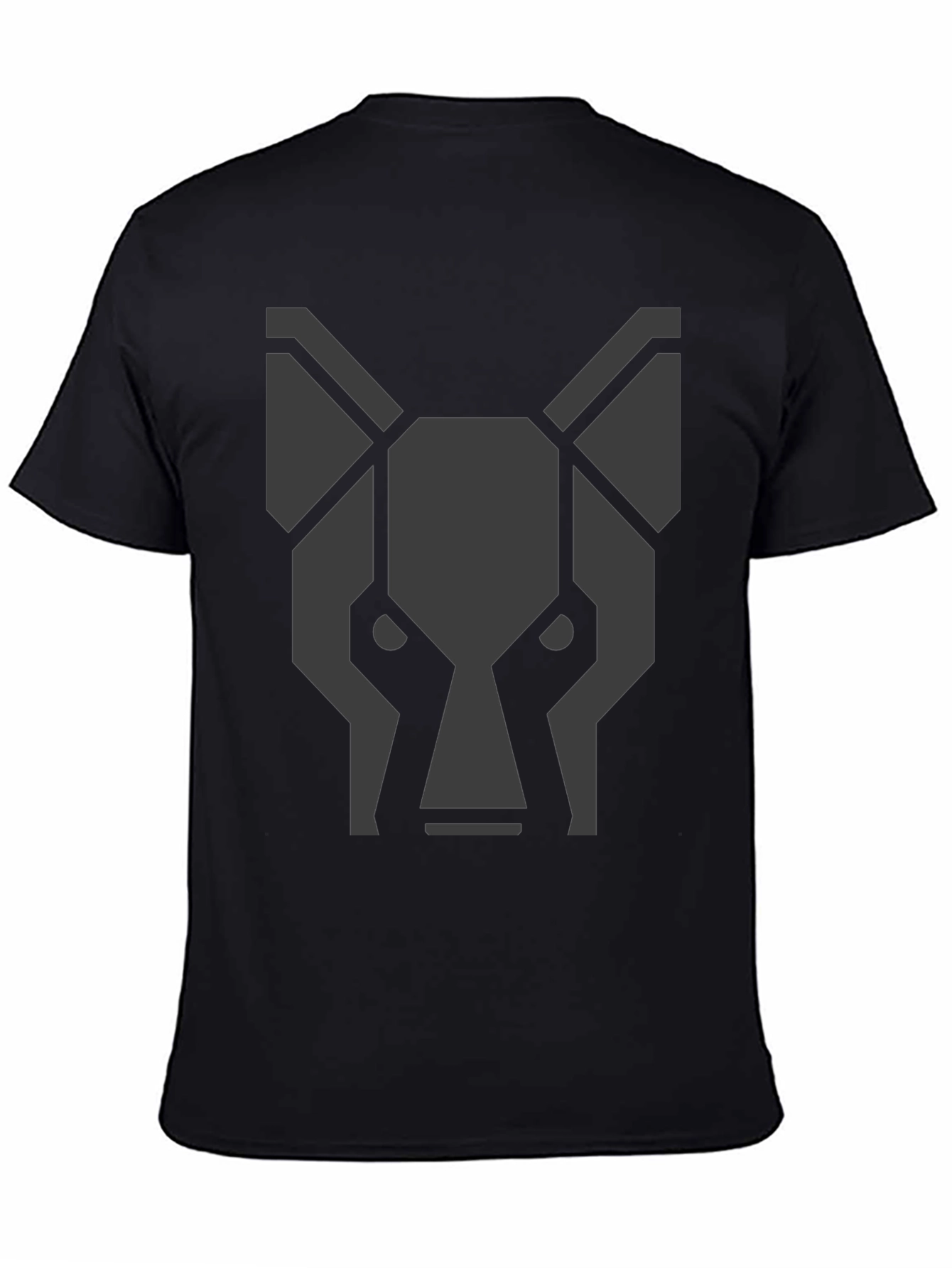 Geometric Wolf Head Graphic Black T-Shirt