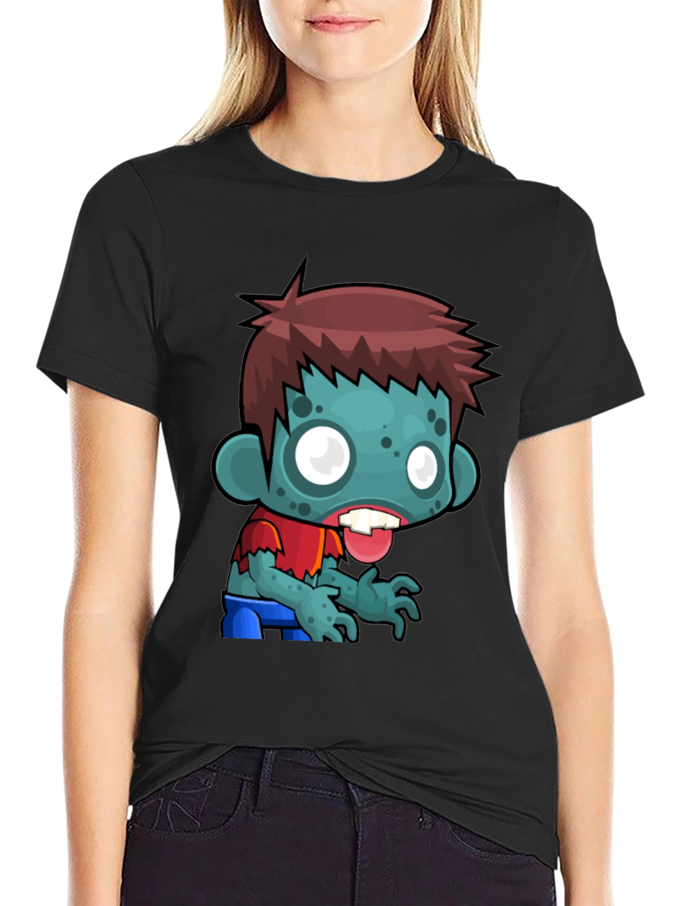 Cartoon Zombie Graphic Tee - Soft Cotton Blend