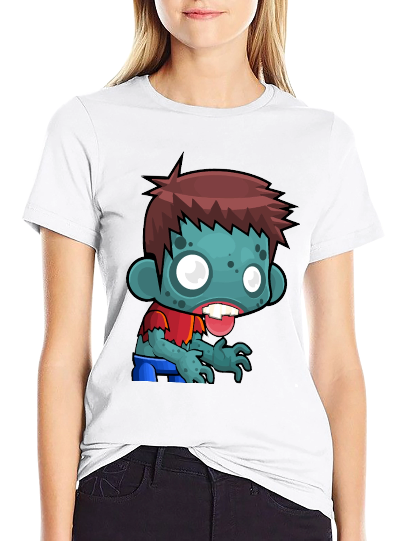 Cartoon Zombie Graphic Tee - Soft Cotton Blend