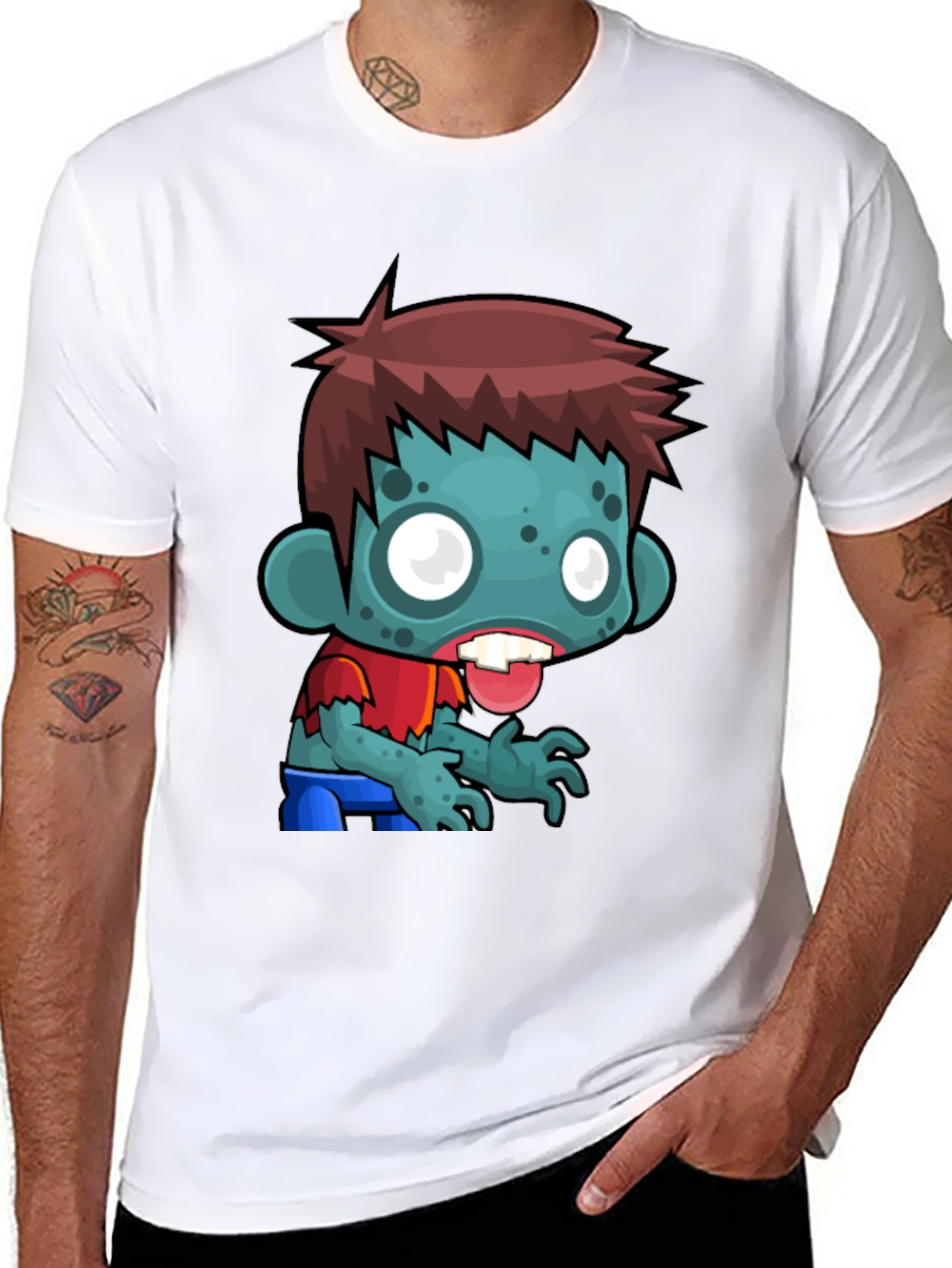 Cartoon Zombie Graphic Tee - Soft Cotton Blend