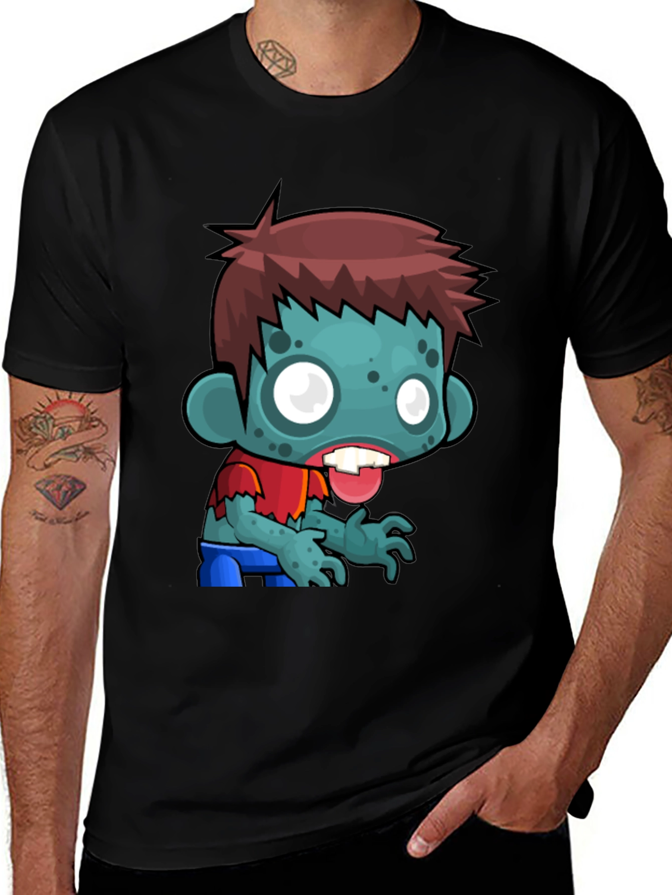 Cartoon Zombie Graphic Tee - Soft Cotton Blend