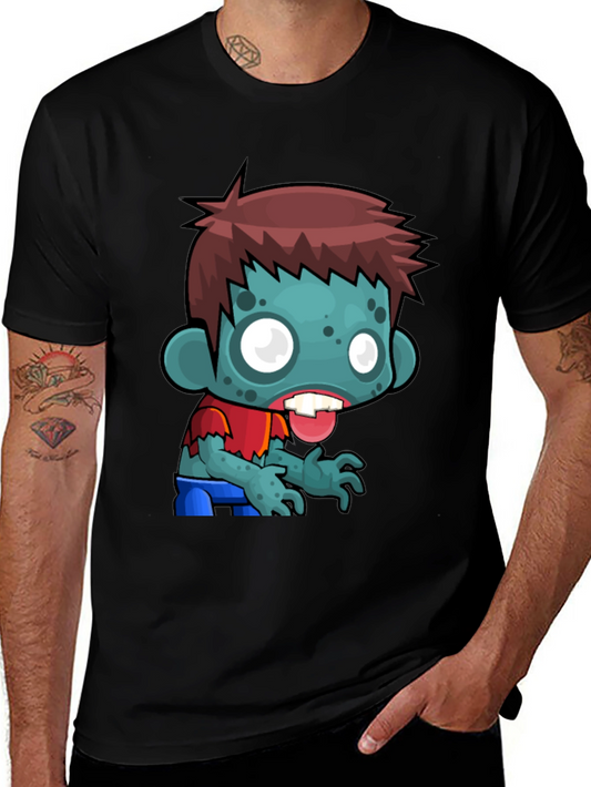 Cartoon Zombie Graphic Tee - Soft Cotton Blend