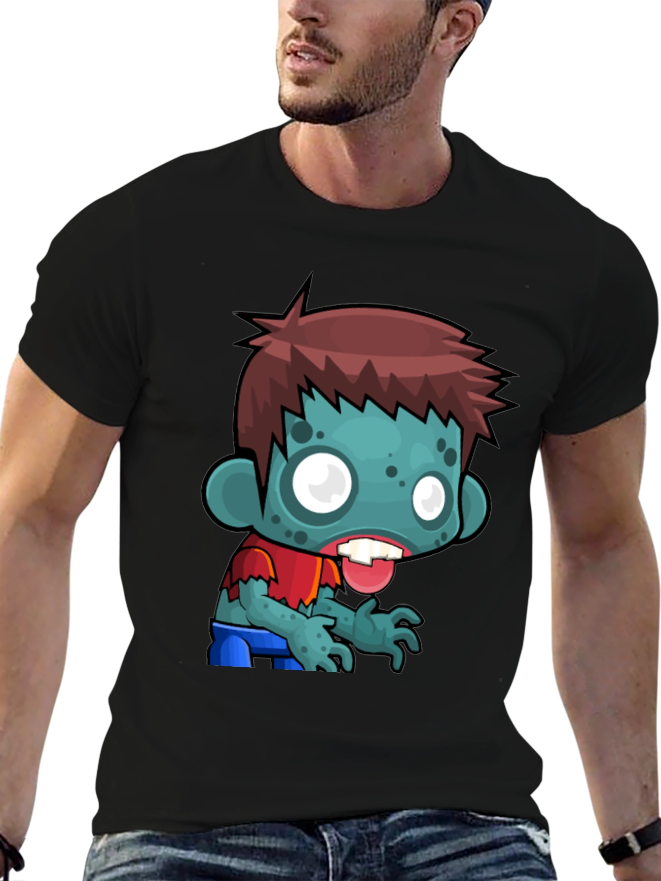 Cartoon Zombie Graphic Tee - Soft Cotton Blend