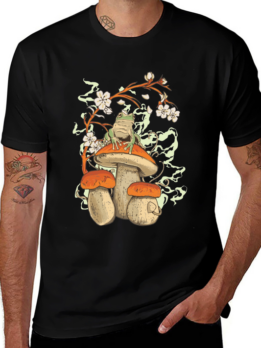 Mushroom Frog Graphic Tee - Nature Lovers T-Shirt