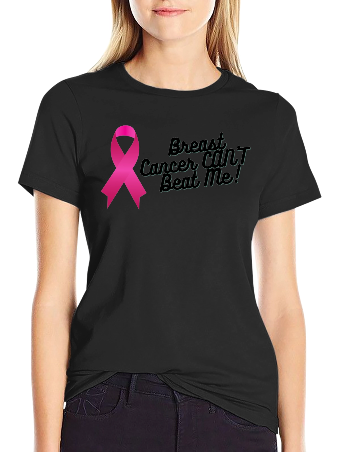 Breast Cancer Awareness Ribbon Graphic T-Shirt