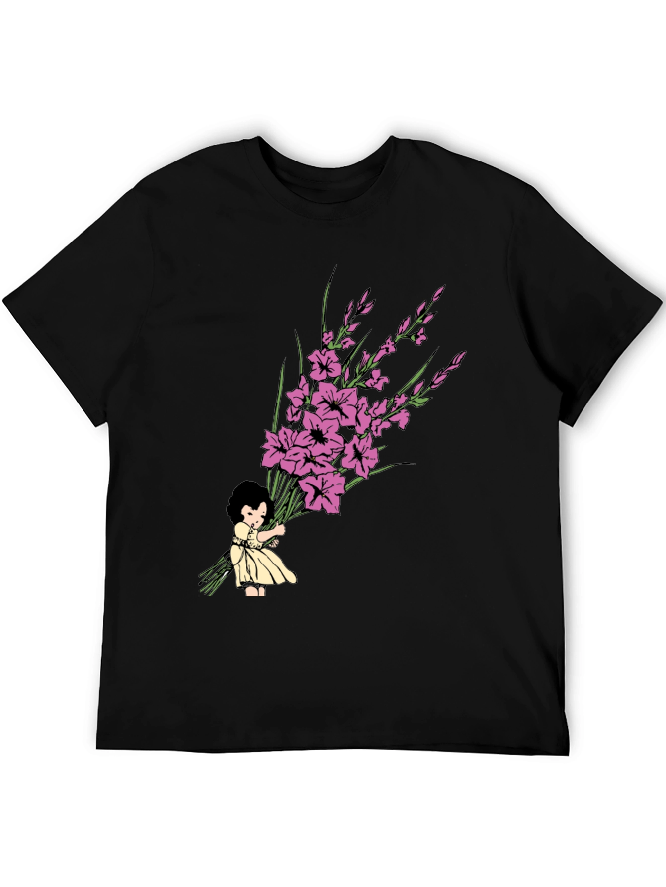 Girl Holding Flower Bouquet Graphic Tee