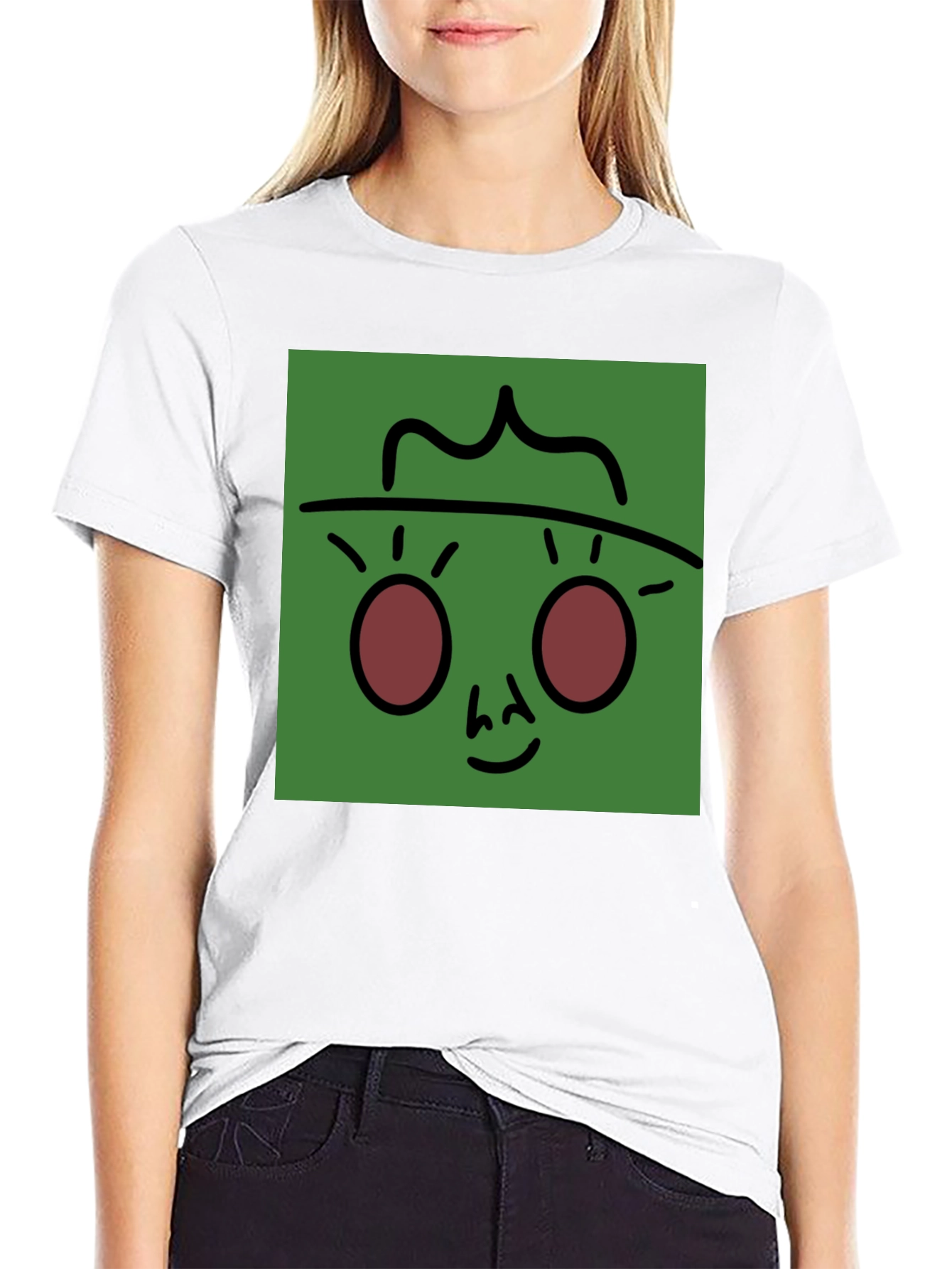Funky Face Graphic Tee - Black Cotton Blend