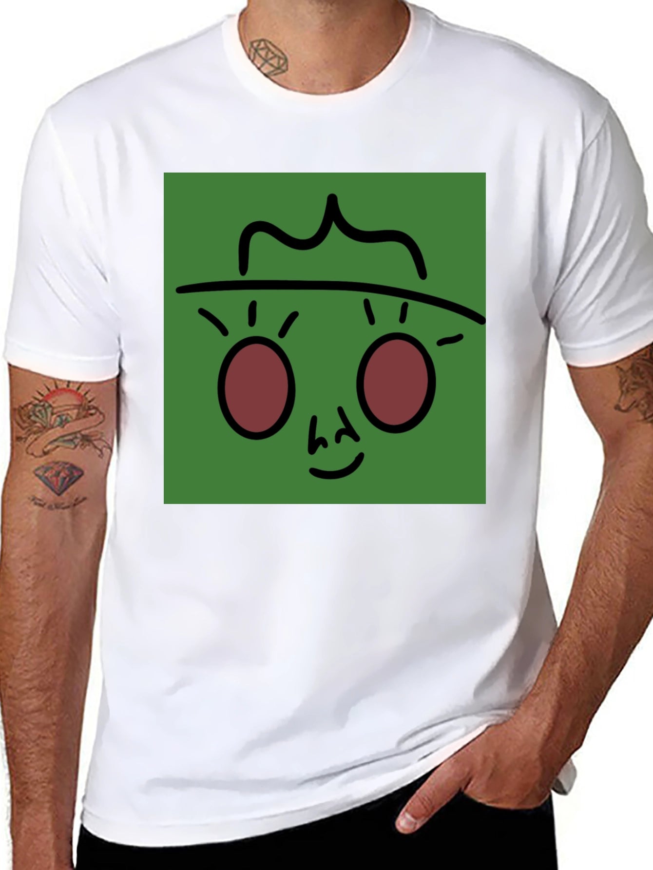 Funky Face Graphic Tee - Black Cotton Blend