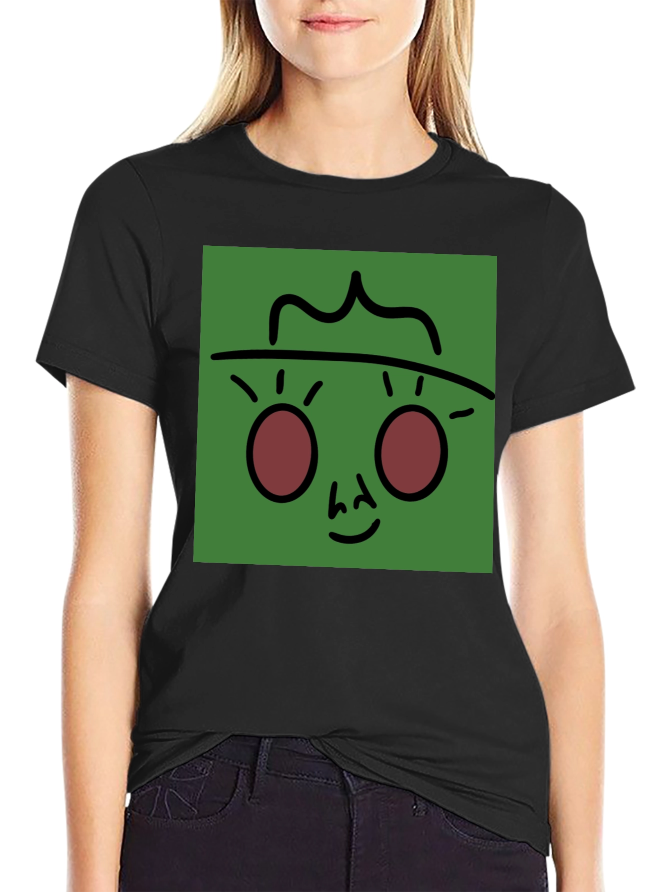 Funky Face Graphic Tee - Black Cotton Blend