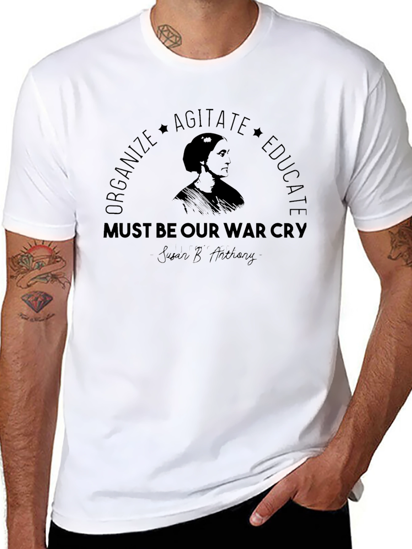 Feminist Slogan T-Shirt: Organize Agitate Educate