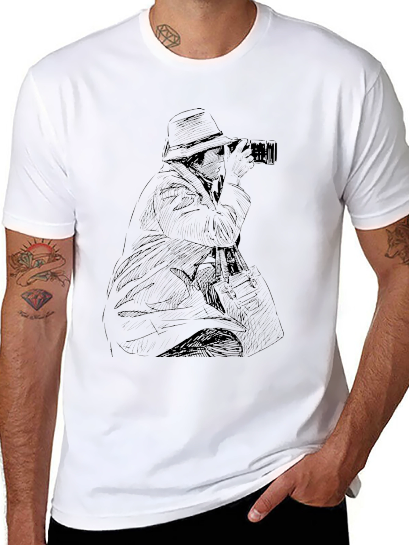 Photographer Sketch Tee - Classic Black T-Shirt