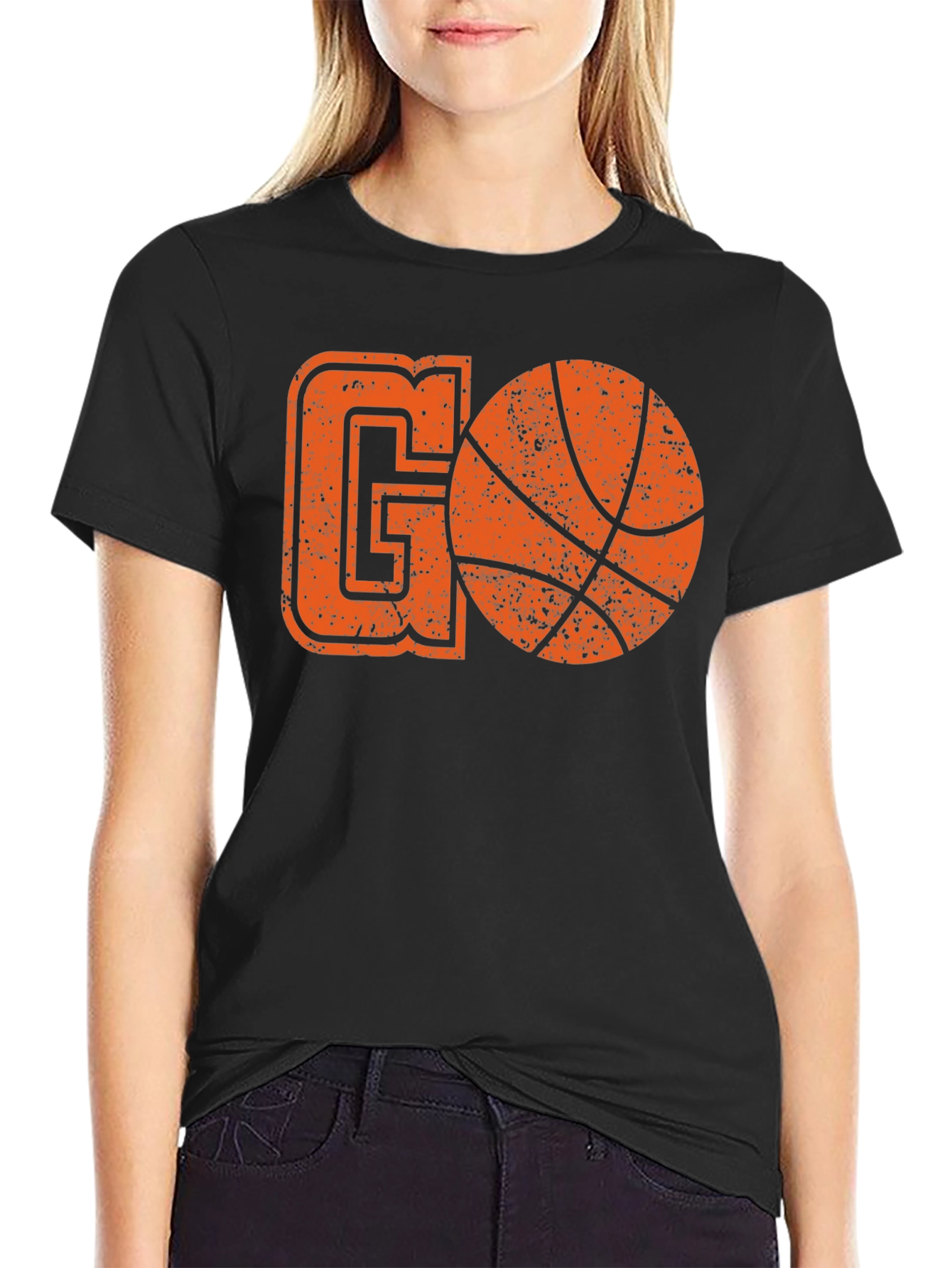 Basketball GO T-Shirt - Black Cotton Graphic Tee
