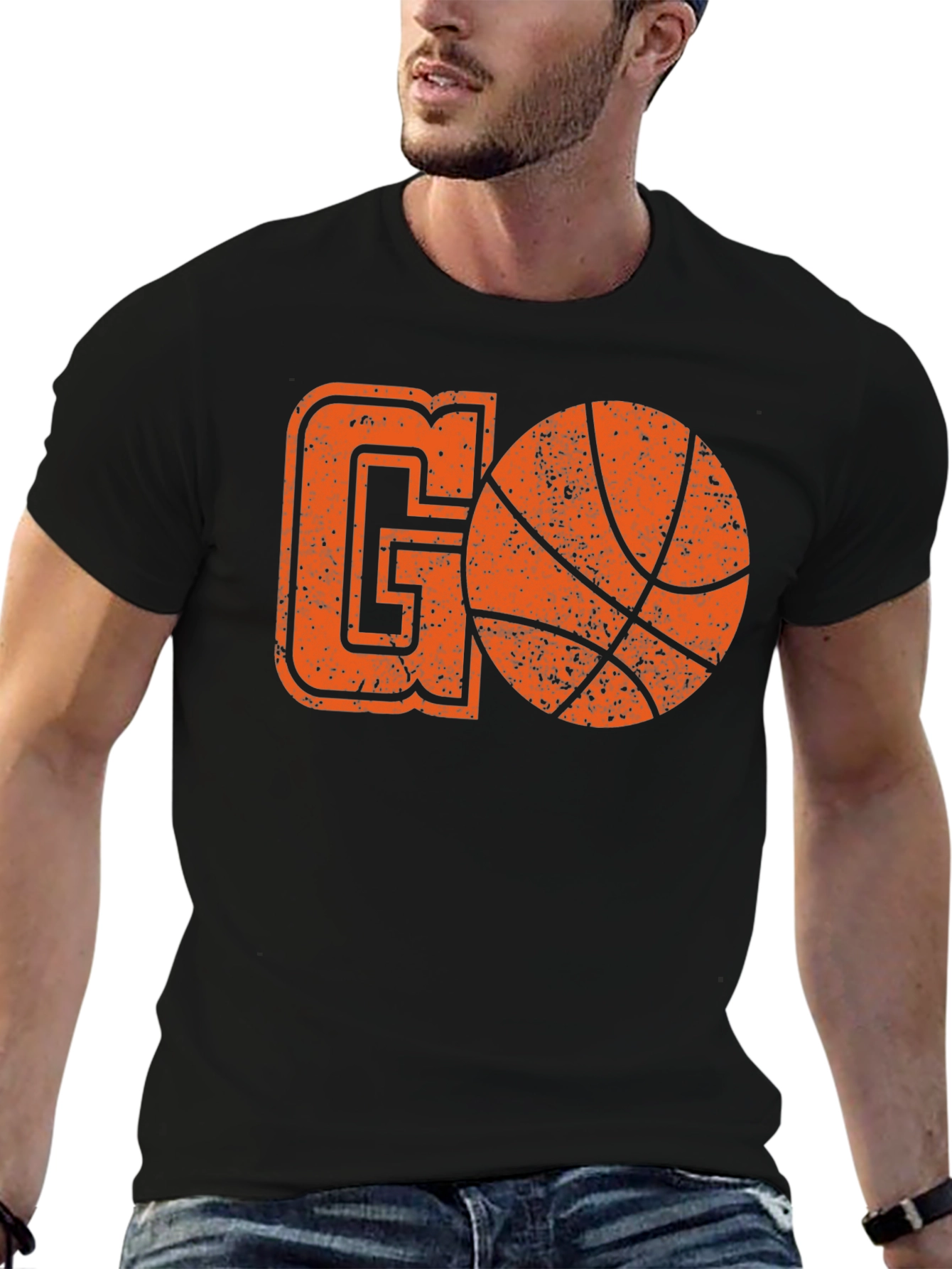 Basketball GO T-Shirt - Black Cotton Graphic Tee