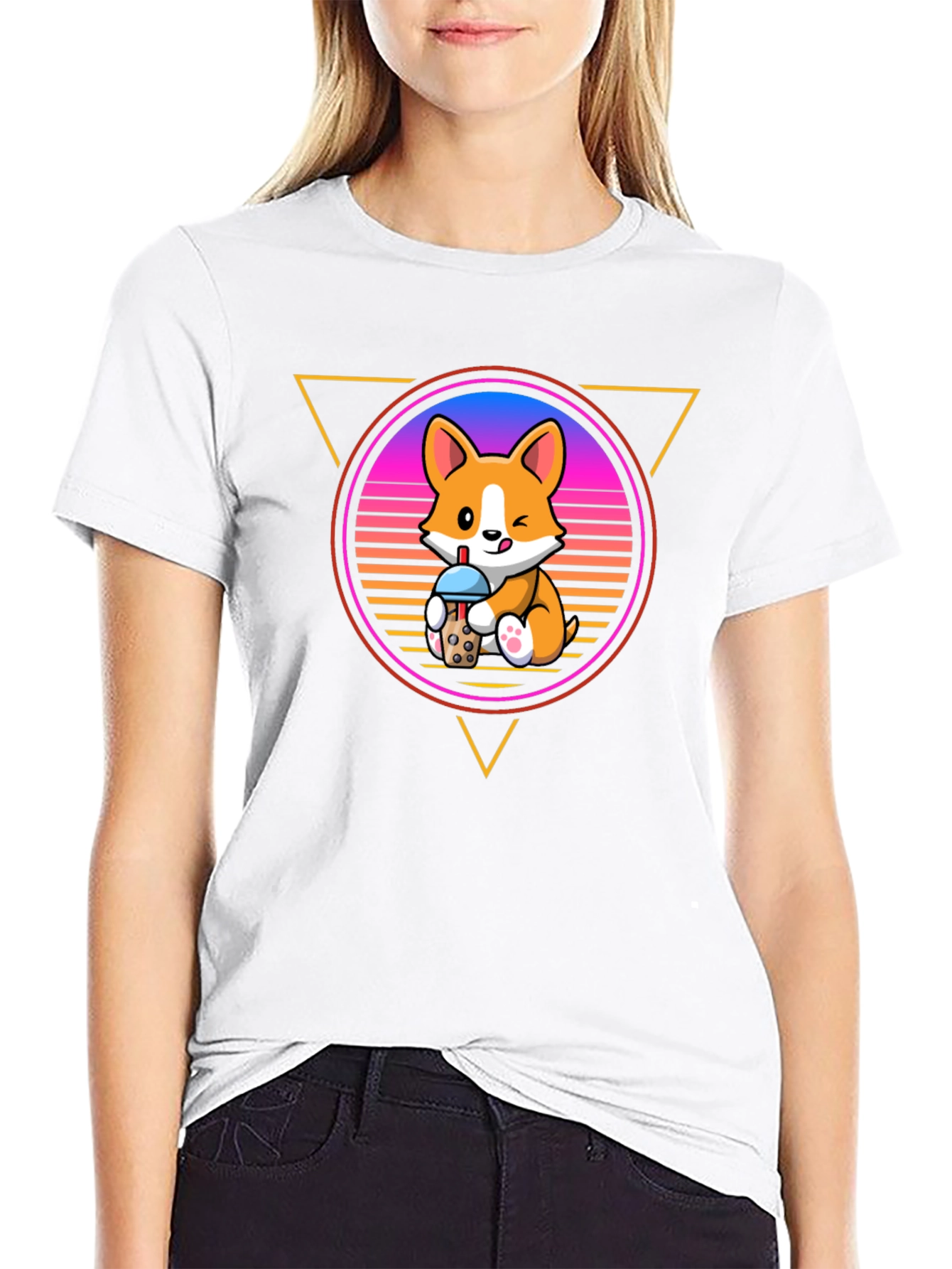 Cute Corgi Bubble Tea Graphic Tee