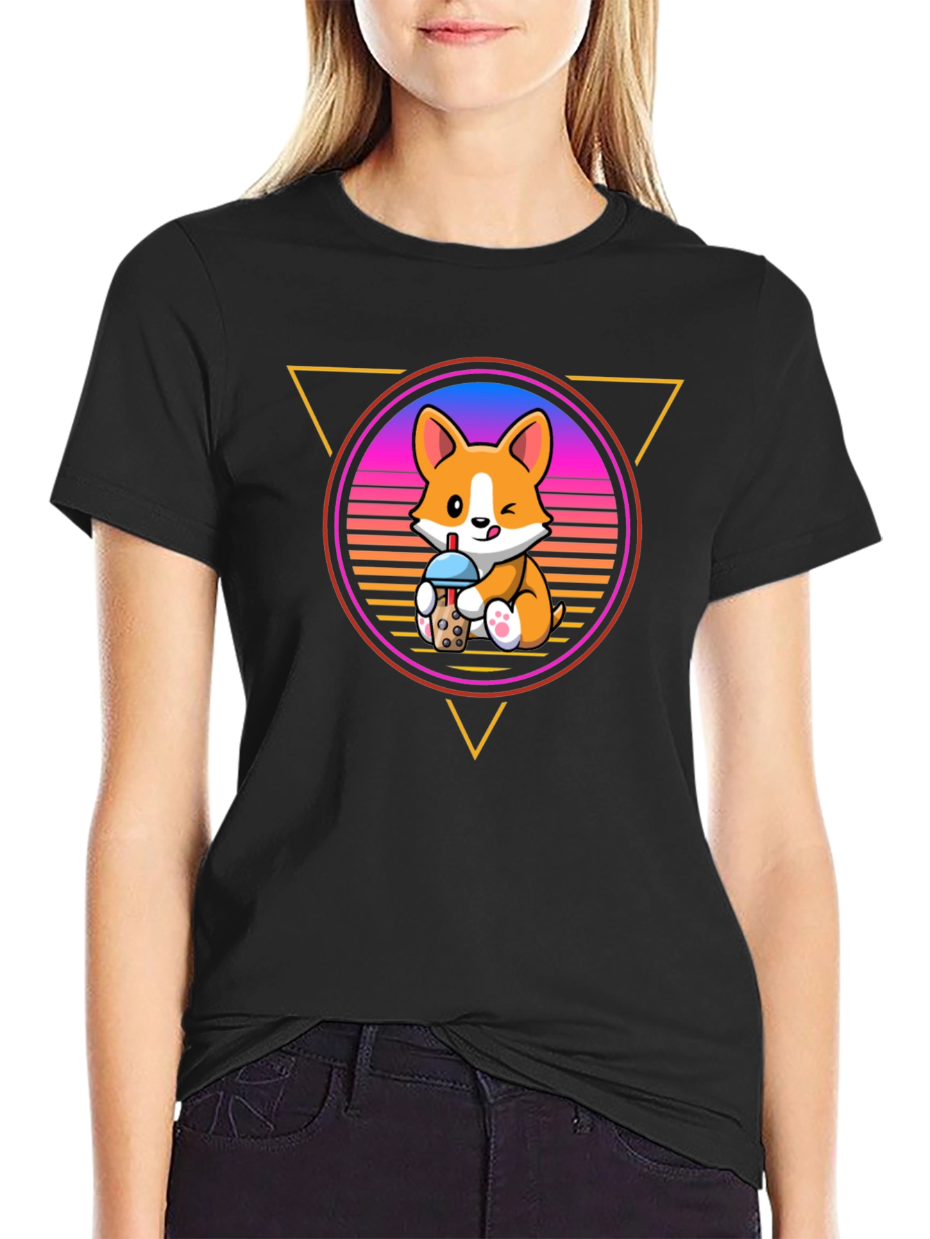 Cute Corgi Bubble Tea Graphic Tee