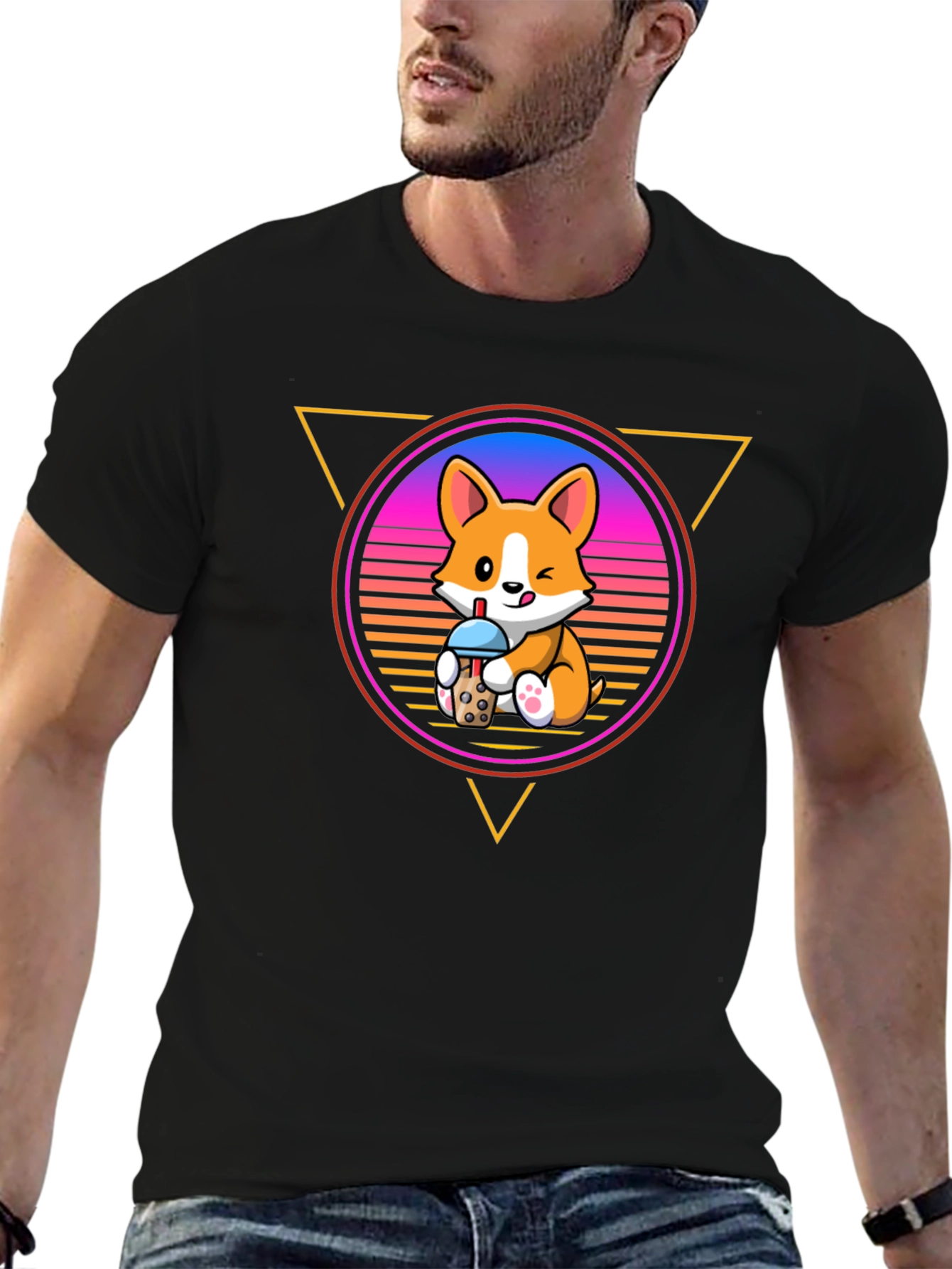 Cute Corgi Bubble Tea Graphic Tee