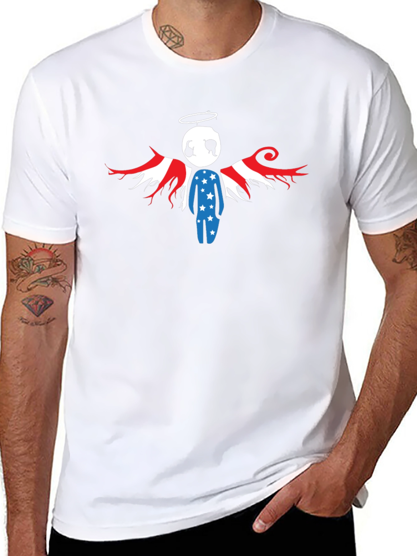 Patriotic Angel T-Shirt - USA Flag Wings