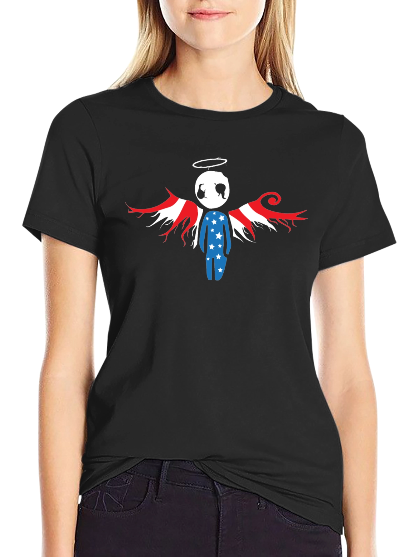 Patriotic Angel T-Shirt - USA Flag Wings