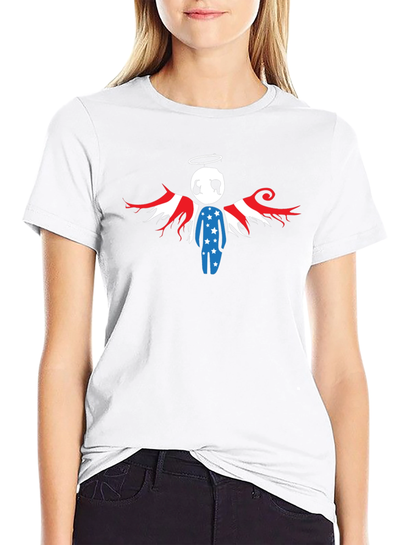 Patriotic Angel T-Shirt - USA Flag Wings